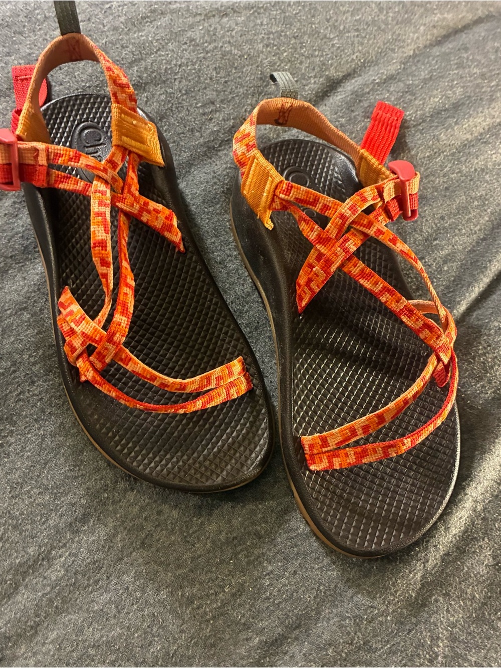 Chaco Kids Orange Red Patterned Strappy Sandals